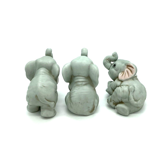 Homco Home Interiors 3 Baby Elephant Porcelain Figurines Item 1400 Retired - Picture 3 of 6
